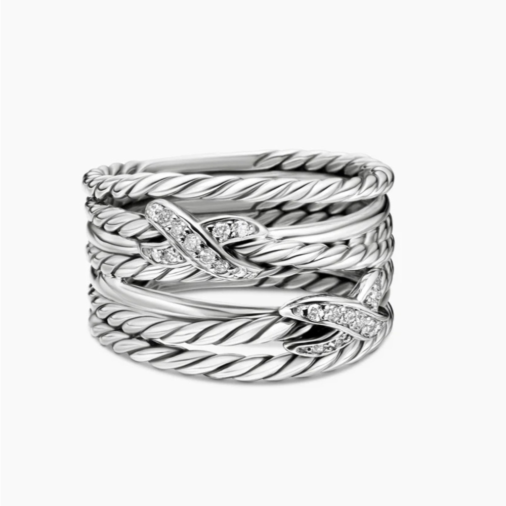 DAVID YURMAN Double X Crossover Ring with Diamonds